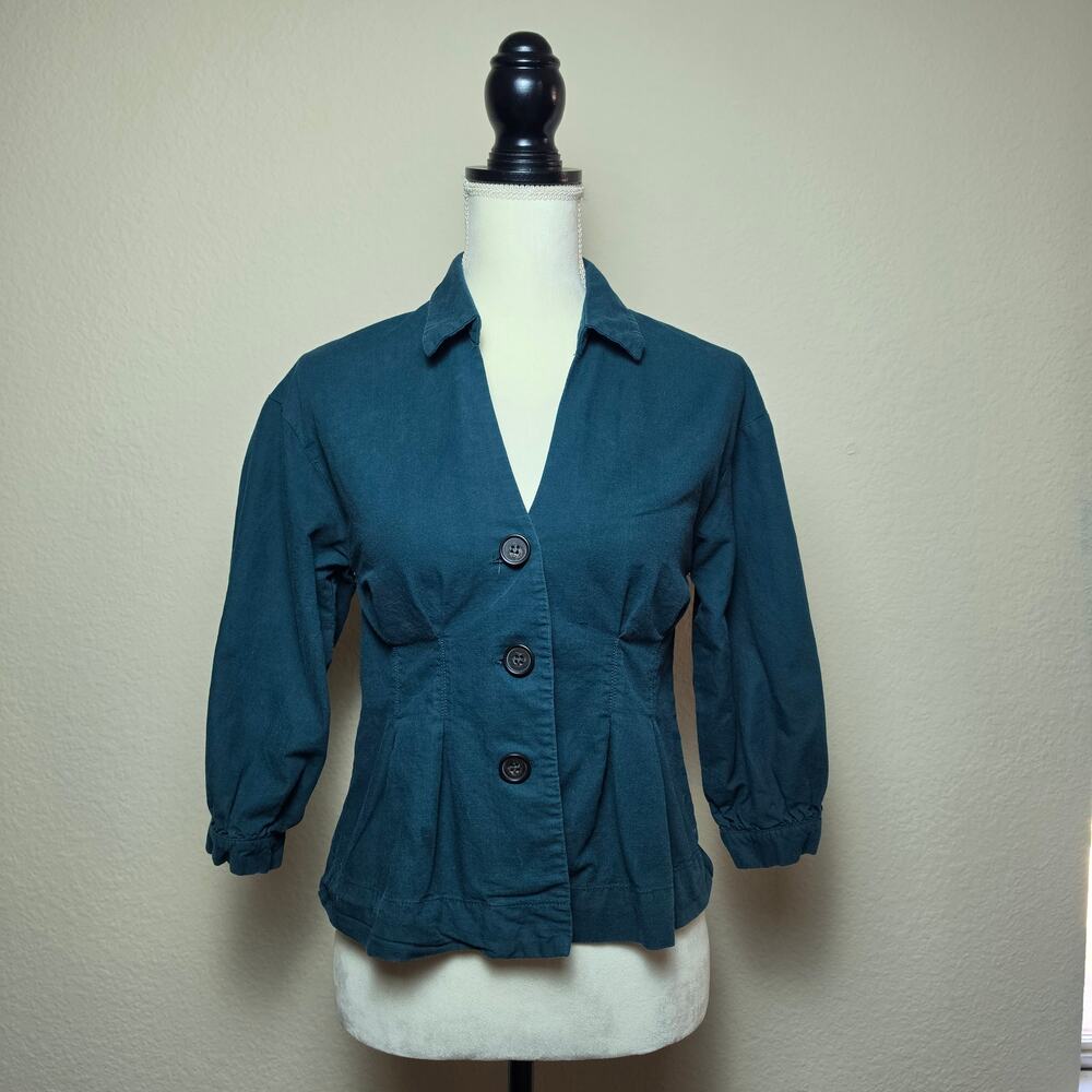 Free People Green Button Down Top Small